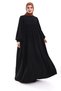 Hijab Dress Black Poncho Robe Detailed Balloon Sleeves Flowy Egyptian Silk - 6