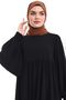 Hijab Dress Black Poncho Robe Detailed Balloon Sleeves Flowy Egyptian Silk - 7