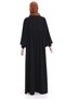 Hijab Dress Black Poncho Robe Detailed Balloon Sleeves Flowy Egyptian Silk - 8