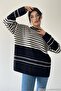 Women's Knitwear Fabric Striped Pattern Crew Neck Oversize Sweater 198 - 8