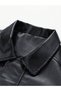 90's Vintage Molded Oversize Black Leather Coat - 4