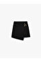 Mini Double-Breasted Shorts Skirt with Metal Accessory Detail - 3