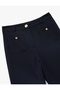 Button Detailed Applique Pocket Straight Wide Leg Fabric Trousers - 5