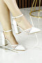 Molly White Vegan Pointed Toe Rhinestone Mesh Thick Heeled Evening Dress Bridal Shoes - 3