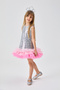 Silver Sequined Girl's Dress with Tulle Hem - Evie - 2
