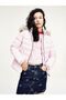 Women's Brand Flag Logo Fixed Hood Quilted Padded Pink Coat Dw0Dw08588 Tj9 - 7