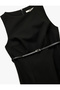 Slim Fit Sleeveless Crew Neck Belted Midi Length Pencil Dress - 5