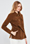 Margo Women's Brown Shirt Collar Suede Leather Jacket 24Sge517310 - 4