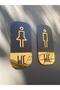 Wc Sign Set Gold Mirror Women & Men Black Plexiglass Design on Mdf Self Adhesive 9X20 cm - 2