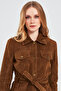 Margo Women's Brown Shirt Collar Suede Leather Jacket 24Sge517310 - 5