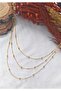 Non-Tarnish Triple Ball Chain Model Gold Color Necklace - 3