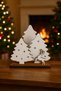 Nordic Design Illuminated White Christmas Tree with Deer Wooden Coffee Corner Table Decoration