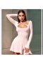 Women's Long Sleeve Flared Mini Dress - 2
