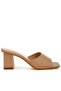 Women Faux Leather Block Heel Sandals in Camel