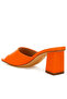 Women Faux Leather Block Heel Sandals in Orange - 3