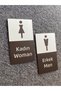 Women Men Wc Door Sign Set Brown Plexiglass Uv Printing Adhesive Toilet Sign