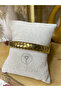 Unisex Gold Color Wide Form Bracelet with Stripe Detail – Adjustable Rope Model - 3
