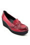 Shay Red Genuine Leather Wedge Heeled Casual Shoes - 6