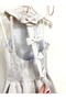 Girl's Silver Gray Color Crepe Fabric Short Evening Dress - 5