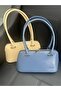 Women's Pastel Yellow Butter Yellow Leather Baguette Hand and Shoulder Bag - 5