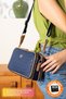Original Women's New Season 4 Compartment Luxury Soft Leather Adjustable Cross Column Strap Shoulder Bag