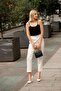 Exclusive Carrot Leg Elastic High Waist Woven Women's Trousers 4001 - 4