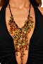 Women's Rope Necklace with Multiple Gold Flowers - 7
