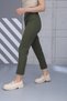 1001 Khaki Carrot Leg High Waist Lycra Woven Women's Trousers - 9