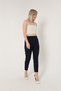 3001 Navy Blue Carrot Leg High Waist Woven Women's Trousers - 4