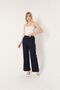 3002 Navy Blue Palazzo High Waist Pocket Woven Women's Trousers - 3