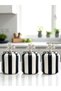 Spice Bowl Large Set of 3 Black Vertical Line Silver - 1.4 Liter Volume