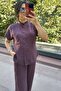 Plum Color 100% Cotton Short Sleeve Shirt Pants Suit 1004 - 2