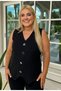 Women's Plus Size V Neck Big Ornamental Button Sleeveless Vest Look Stretchy Woven Blouse - 3