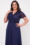 Women's Double-Breasted Collar Top Block Sequin Waist Detail Lined Side Zipper Closure Chiffon Maxi Evening Dress - 2
