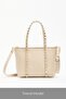 Cream Women's Staple Detailed Pu Leather Buckle Hand and Shoulder Bag