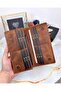 With Phone Compartment - Genuine Leather Wallet - with Magnet and Hand Tape - Hazelnut Color Large Portfolio 2028 - 3
