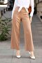 1002 Camel Palazzo High Waist Lycra Woven Women's Trousers - 7