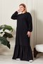 Summer Women's Large Size Dress Pleated Women's Hijab Dress Ayrobin Fabric Black - 7