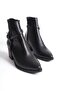 Mubiano Genuine Leather Collection Women's Zippered Short Thick Heel Boots&Bootie Black - Mczfr228 - S - 7