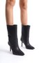 Mubiano Genuine Leather Collection Women's Pointed Toe Heeled Boots Black - Mcalm23154 - S - 5