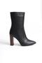 Mubiano Genuine Leather Collection Women's Zippered Pointed Toe Heeled Short Boots Black - Mcalm23151 - S - 6