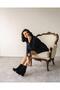 Mbzfr5010s-s Women's Black Suede Thick Heeled Short Boots with Elastic Sides - 4