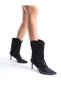 Mubiano Genuine Leather Collection Thin Heeled Pointed Toe Patent Leather Boots Black - Mcsr1925 - S - 2