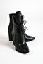 Mbess3-S Women's Black Thick Heeled Lace Detailed Zippered Boots & Bootie - 4
