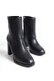 Mubiano Genuine Leather Collection Women's Zippered Round Toe Thick Heeled Short Boots Black - Mcalm42 - 8