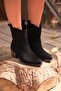Mbhj280-S Black Suede Short Thick Heeled Women's Cowboy Boots & Bootie - 7