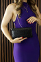Black Crystal Stone Chain Strap Magnetic Closure Evening Dress Handbag - 5