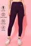 Snug-Fit High-Waist 4 Pocket Active Tights in Wine Colour - 2