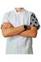 Chef Jacket Patterned Unisex Snap Fastener Short Sleeve Summer Chef Cook Kitchen Jacket Chain Motif Patterned - 2
