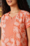 Printed Long Nighty in Orange - Cotton - 6